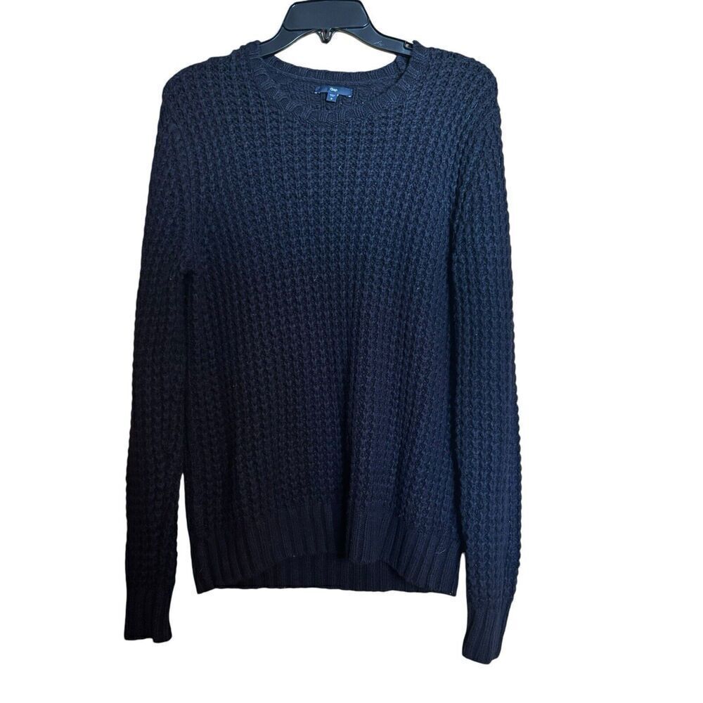 GAP Sweater Womens Medium Black Wool Blend Chunky Knit Pullover Sweatshirt